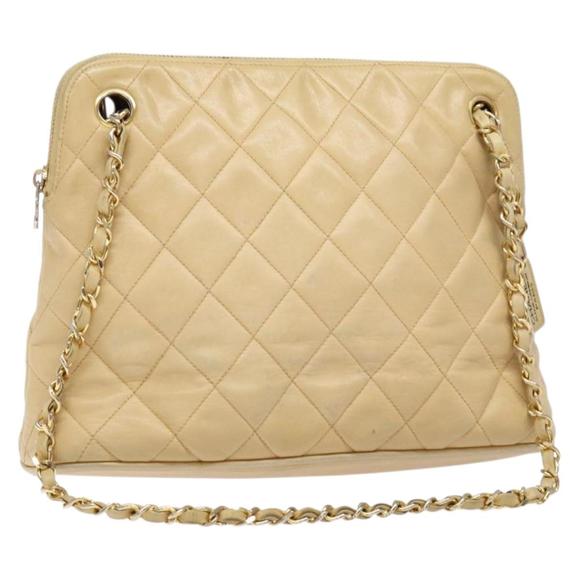Chanel Quilted Beige Leather shoulder - Picture 1 of 10